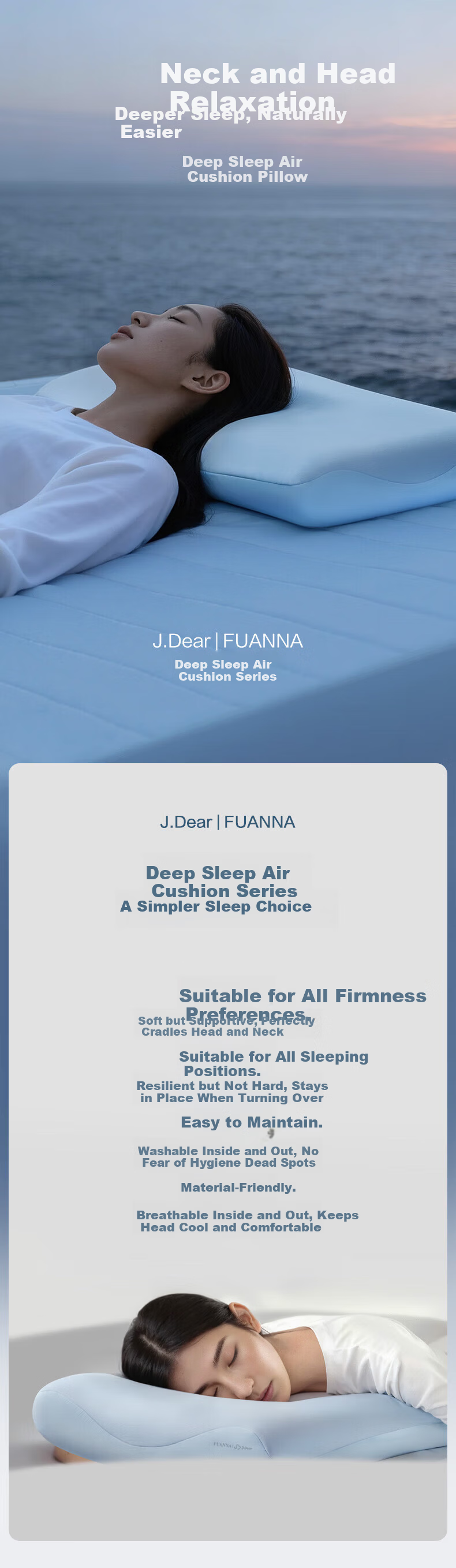 FUANNA x JDear JD Collaboration [Li Xiaoran Same Style] Washable Deep Sleep Air Cushion Pillow Cervical Pillow 72x40x8cm 4