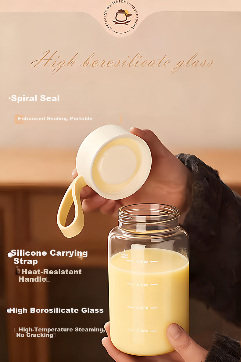 KATEI STORY Japanese Soy Milk Cup Portable Milk Cup Home Breakfast Oatmeal Cup with Measurement Handle Glass Kids Water Cup for Women 7
