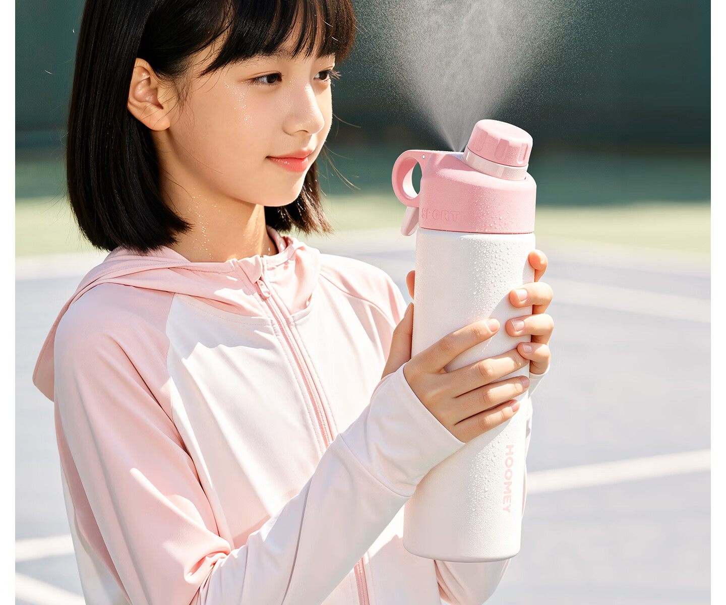 HOOMEY Spray Water Bottle Insulated Straw Cup for Boys and Girls Ages 6-12 Student School Sports Spray Bottle 10