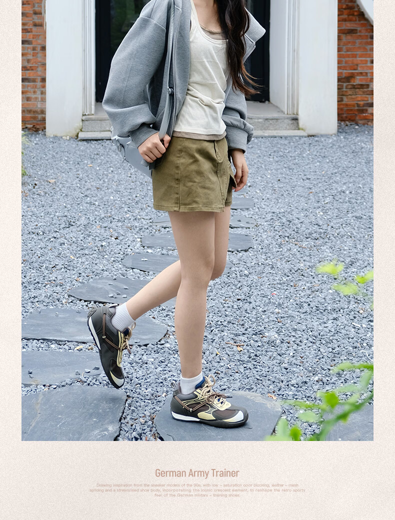 CAMEL Wang Junkai Edition Crescent Moon Trainer 4th Gen Women's Retro Racing Shoes L26A548053 Silver Size 36 5