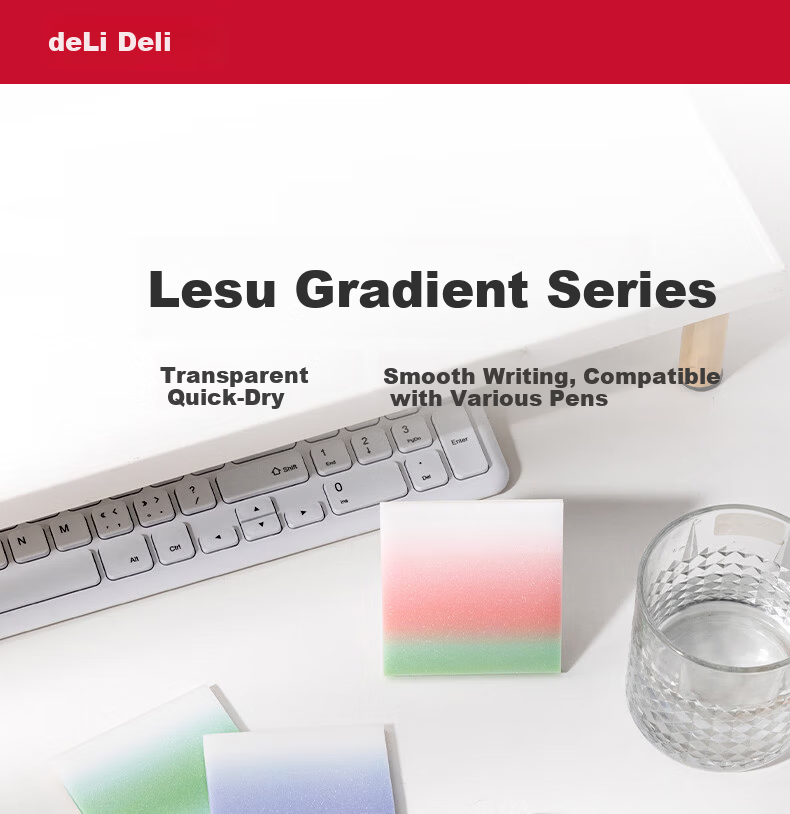 Deli Gradient Memo Sticky Notes 76mm x 76mm Writable 50 Sheets/Pack BT405 1