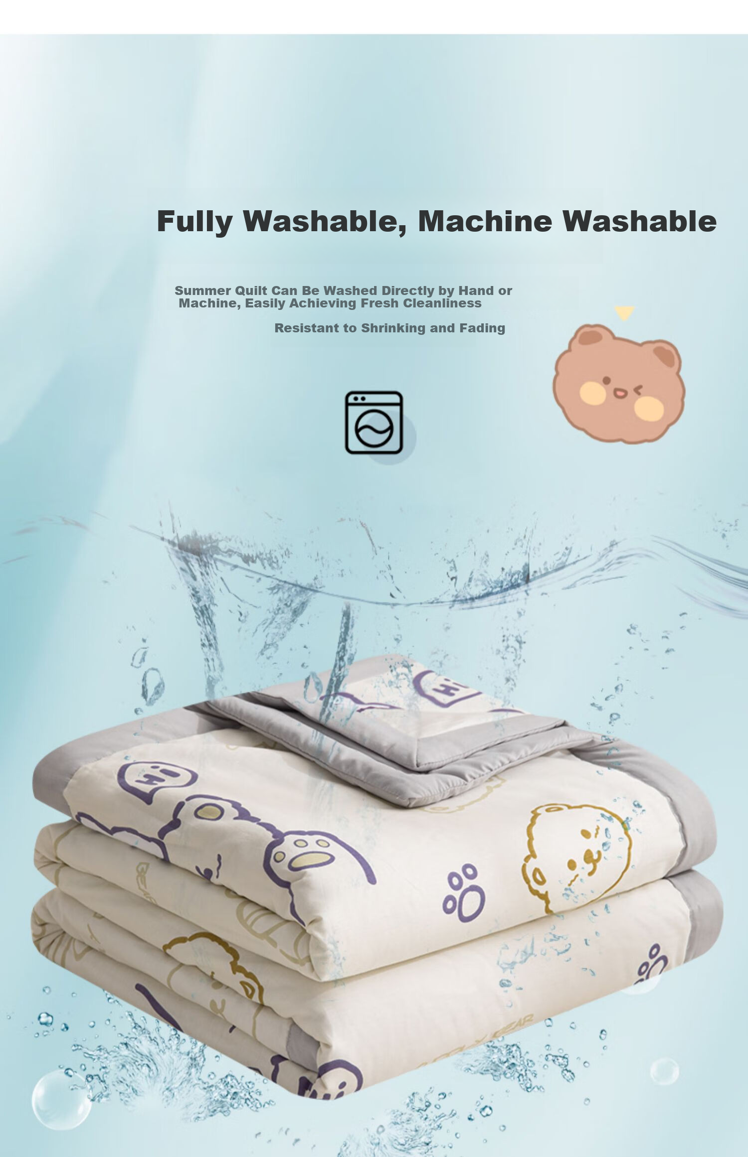 Nanjiren Cotton Summer Quilt A-Class Antibacterial Thin Blanket 1.5m x 2m Washable Single Air-Conditioning Quilt Summer Quilt Core 9