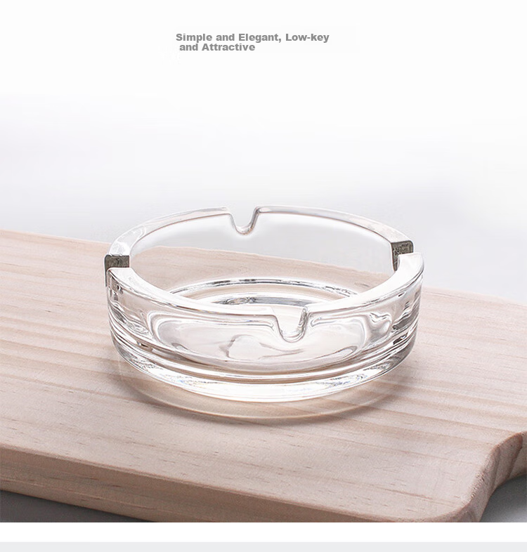 Gongxun Glass Ashtray Anti-Fly Ash Simple Home Hotel Office Coffee Table Decoration Round 10cm 5