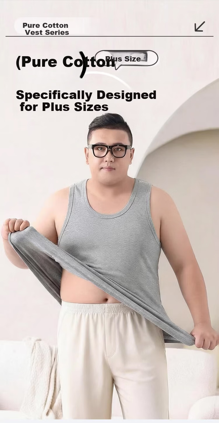 Langsha 2-Pack Pure Cotton Men's Sleeveless Vests, Lightweight Loose Fit, Plus Size Summer Undershirts 1
