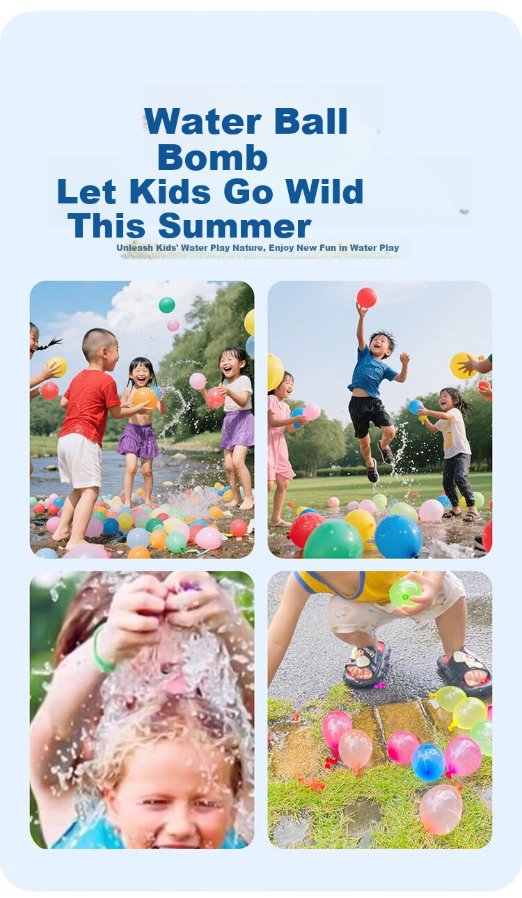 Jiamo Summer Water Balloons Quick Fill Water Balloon Non-Toxic Water Injector Small Balloons Outdoor Water Fight Toy for Kids 3