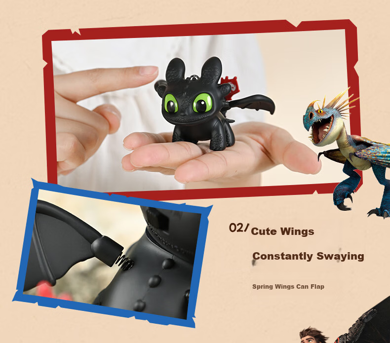 POTDEMIEL Official How to Train Your Dragon Toothless Light Fury Wing-Flapping Glowing Backpack Pendant Birthday Couple Keychain 7