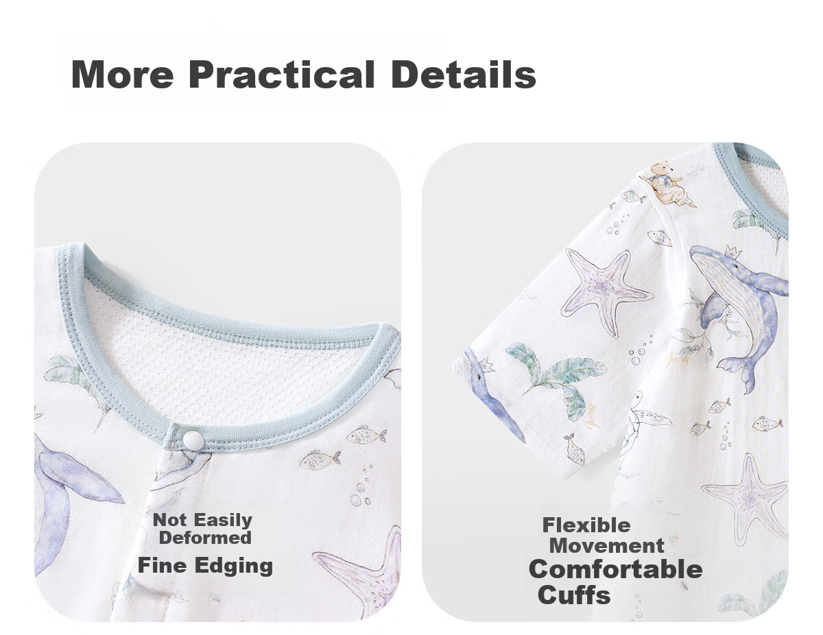JOYNCLEON Newborn Baby Summer Lightweight Mesh Romper Full Moon Baby Bamboo Cotton Breathable Crawling Suit Jlt204880 16
