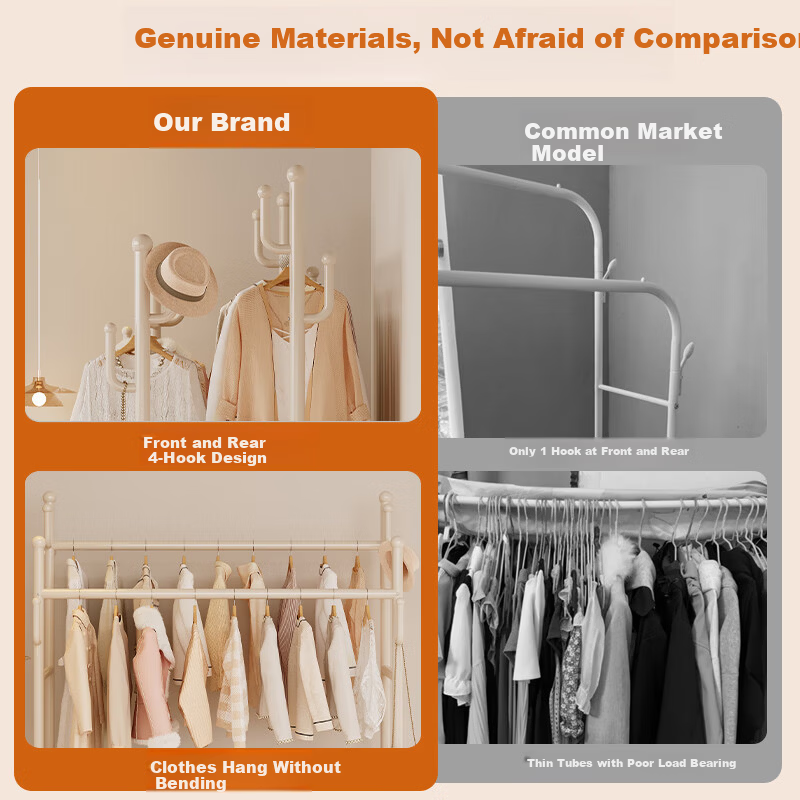Shanshan Wooden Floor Standing Coat Rack with Shoe Shelf Clothes Hanger for Bedroom Dormitory Balcony