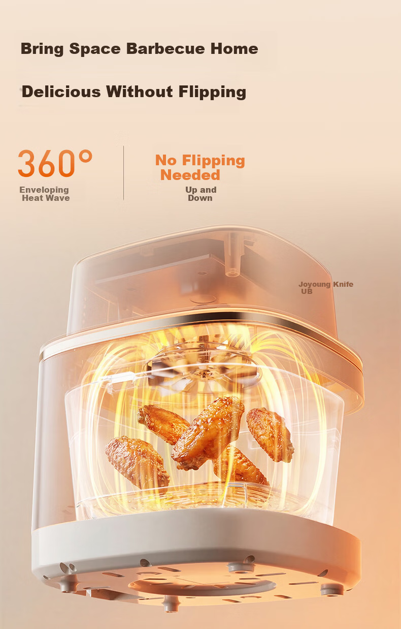 Joyoung Air Fryer, 2026 New Space Capsule Design, All-Glass, Zero Coating, Stainless Steel, Visible Touchscreen, No Flipping Required, 5.8L Capacity, Multi-Functional Home Use [Same Model As Used in Food Competitions] 7