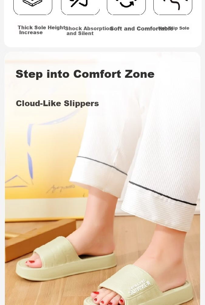 Huamei Comfortable Walking Slippers Unisex Home Shower Non-Slip Bathroom Indoor Outdoor Couple Sandals HM633 Yellow Size 36-37 3