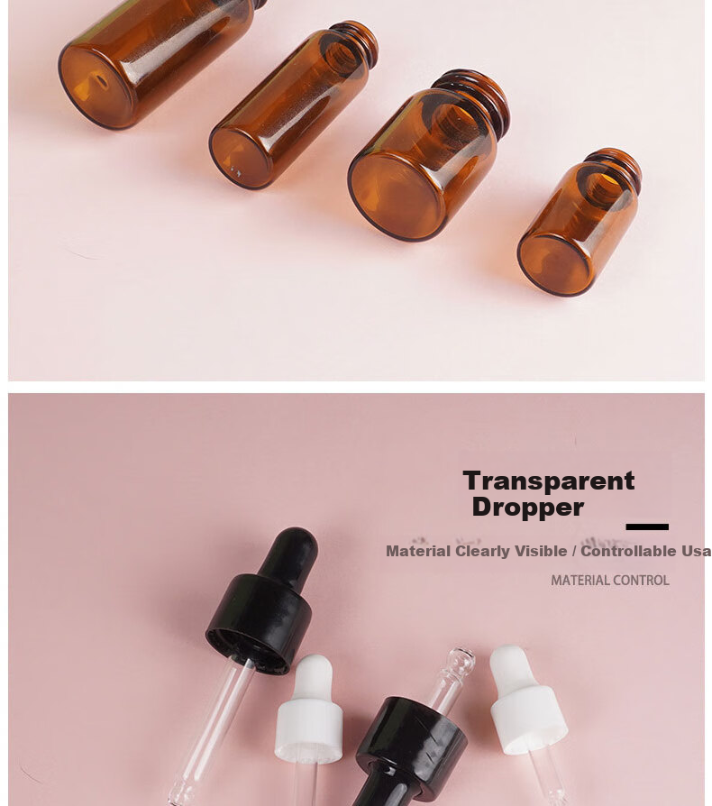 Jianyingshu 10ML Amber Essence Serum Refill Bottles Set of 3 Essential Oil Glass Dropper Bottles with Graduated Small Serum Bottles 5
