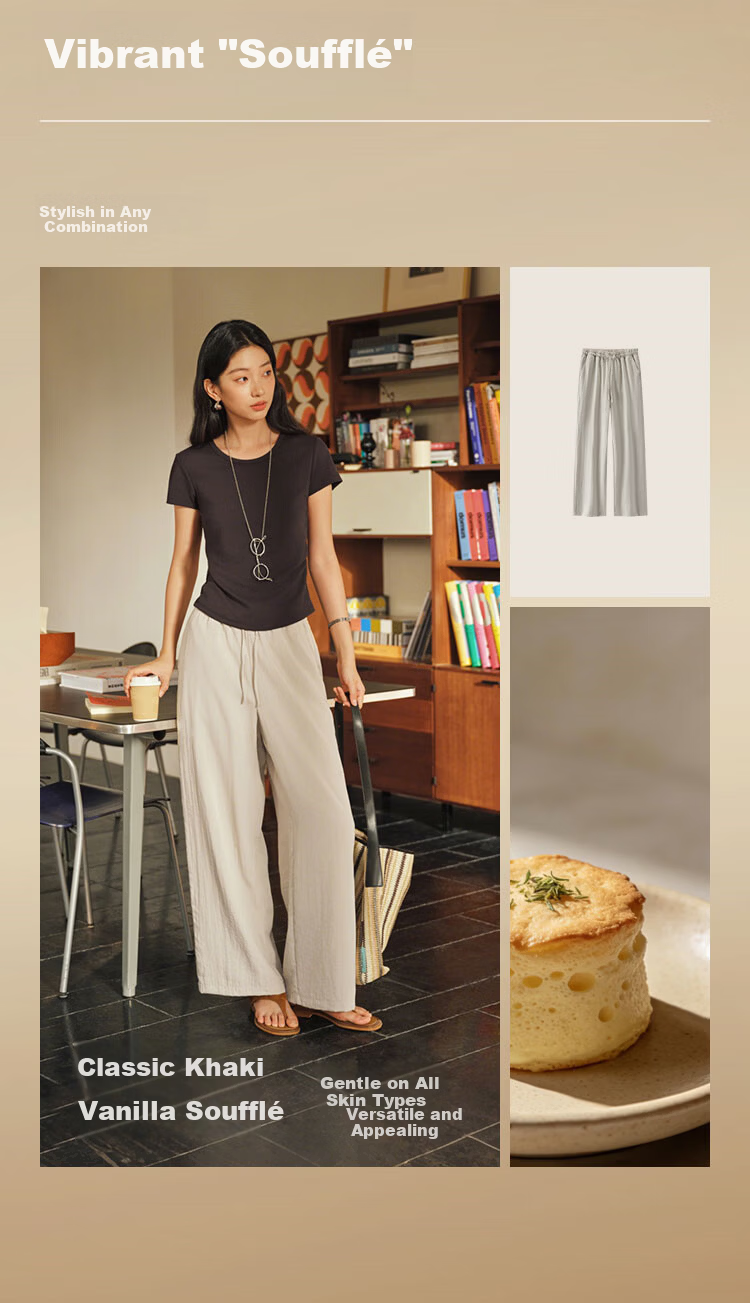 Semir Women's Casual Summer Solid Texture Ruffled Wide-Leg Loose Draped Pants 2026 Wide-Leg Trousers 109326127015B 17