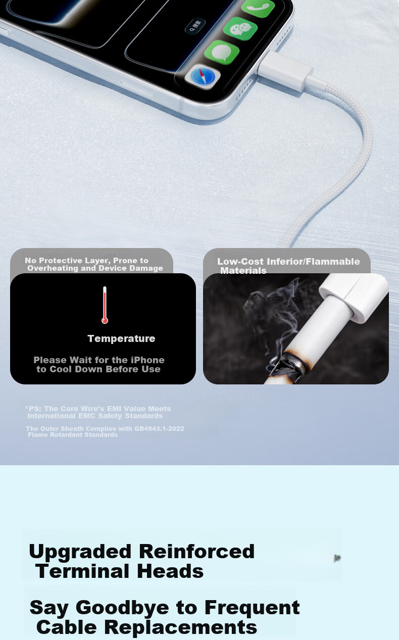 Deli Dual-Head Type-C Charging Cable PD 60W Fast Charge Braided Cable ctoC iPhone 17/16e/15 Pro Max Tablet iPad Car Charger Cable 2-Pack 1.2m 6