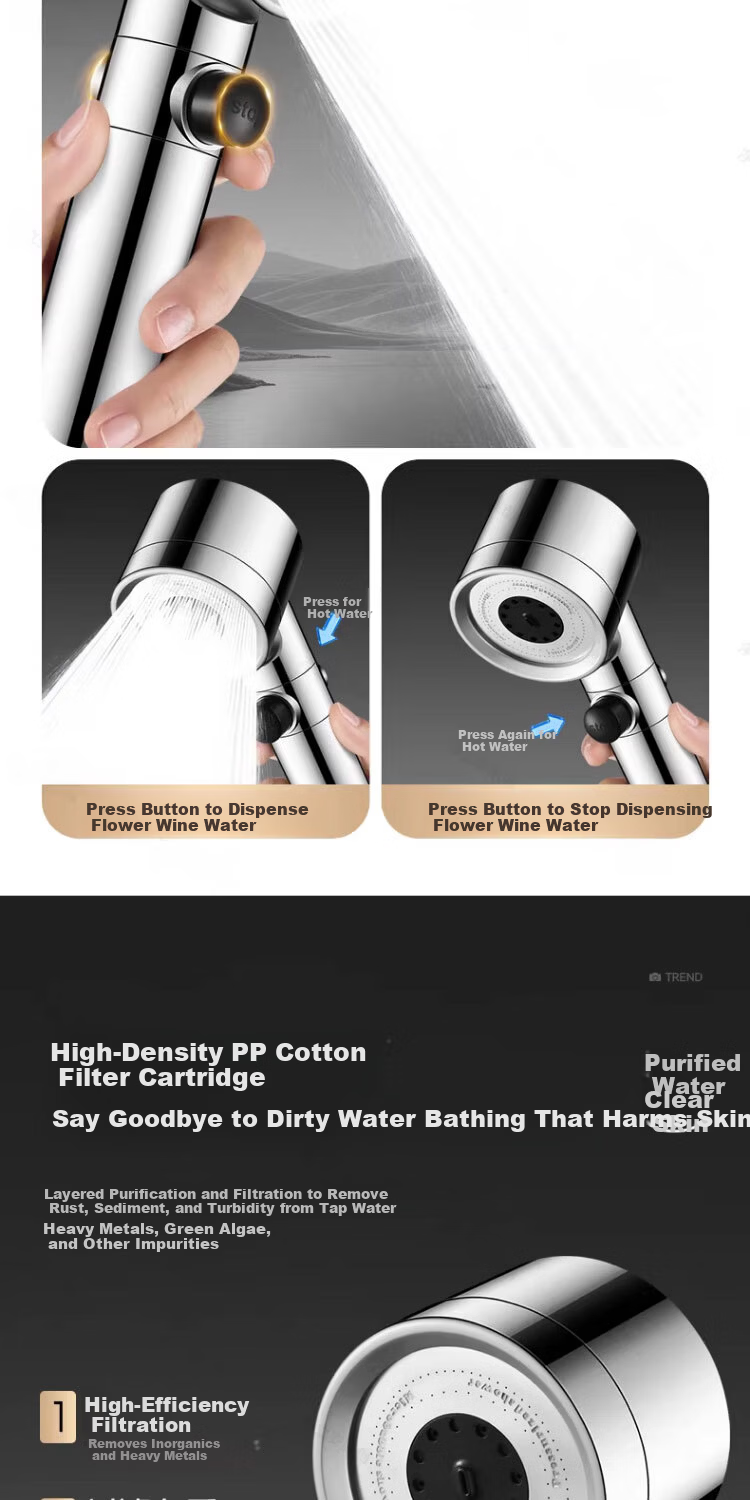 Del 28-Year Brand Pressurized Shower Head Bathroom Handheld Filtered Showerhead Set DP-01 7