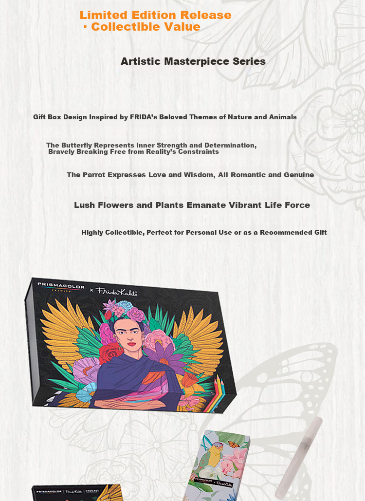 Thunder Horse Oil-Based Colored Pencils Frida Limited Edition Collaboration Set Gift Box (132 Colors + 20 Blind Box Pencils) Drawing Pencils Mother's Day Children's Day Gift 4