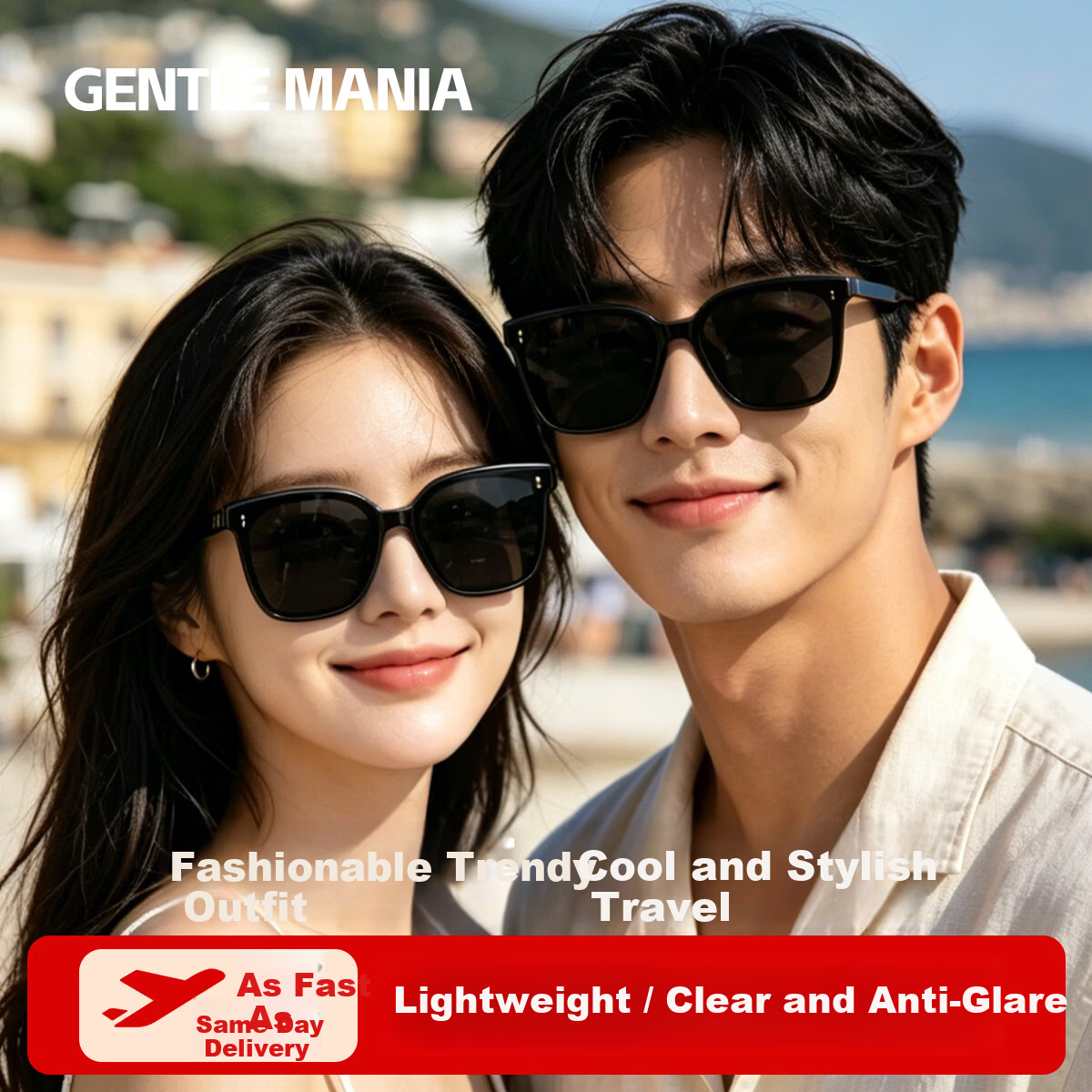 GENTLE MANIA HD Sunglasses Unisex UV Protection Outdoor Driving Large Frame Slimming Glasses