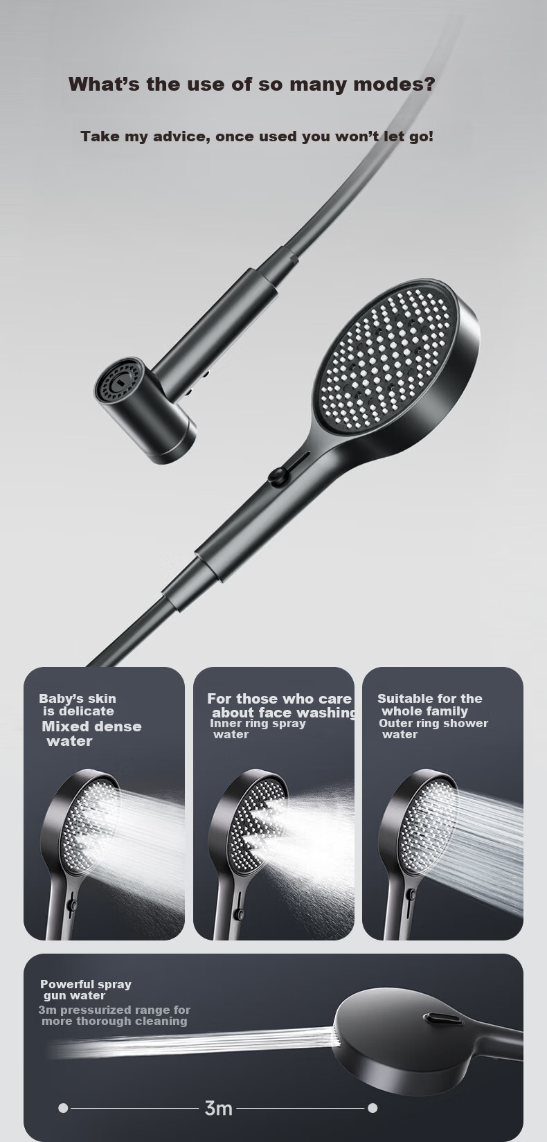 SUPOR SU30 2.0 Pro Thermostatic Shower Set All-Copper Pressurized Massage Digital Display Piano Key Shower Head 12
