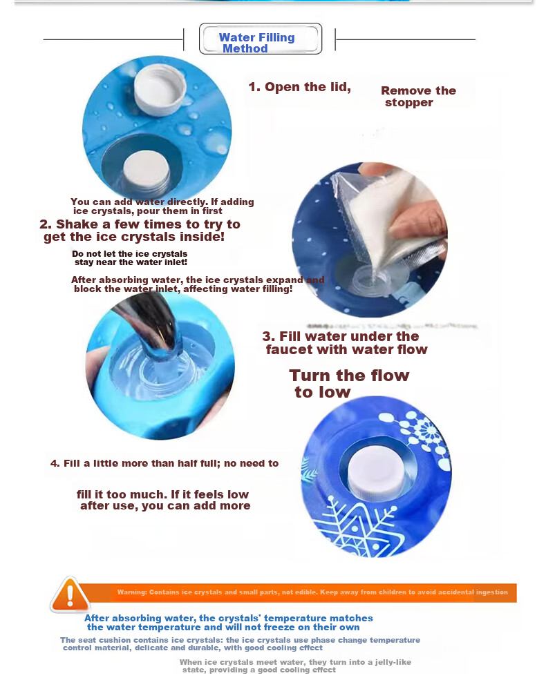 Fuman Cooling Water Pad Ice Seat Cushion for Hospitalized Elderly Patient Care Cooling Water Bag Student Office Chair Cushion 8