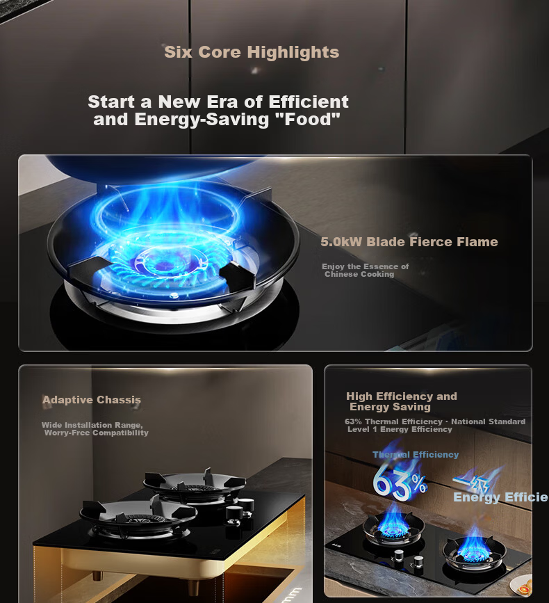 CHIGO Gas Stove with 15% Government Subsidy, 5.0kW High Flame Double Burner, Built-in and Tabletop Glass Panel Gas Cooker JZY-KN108 2