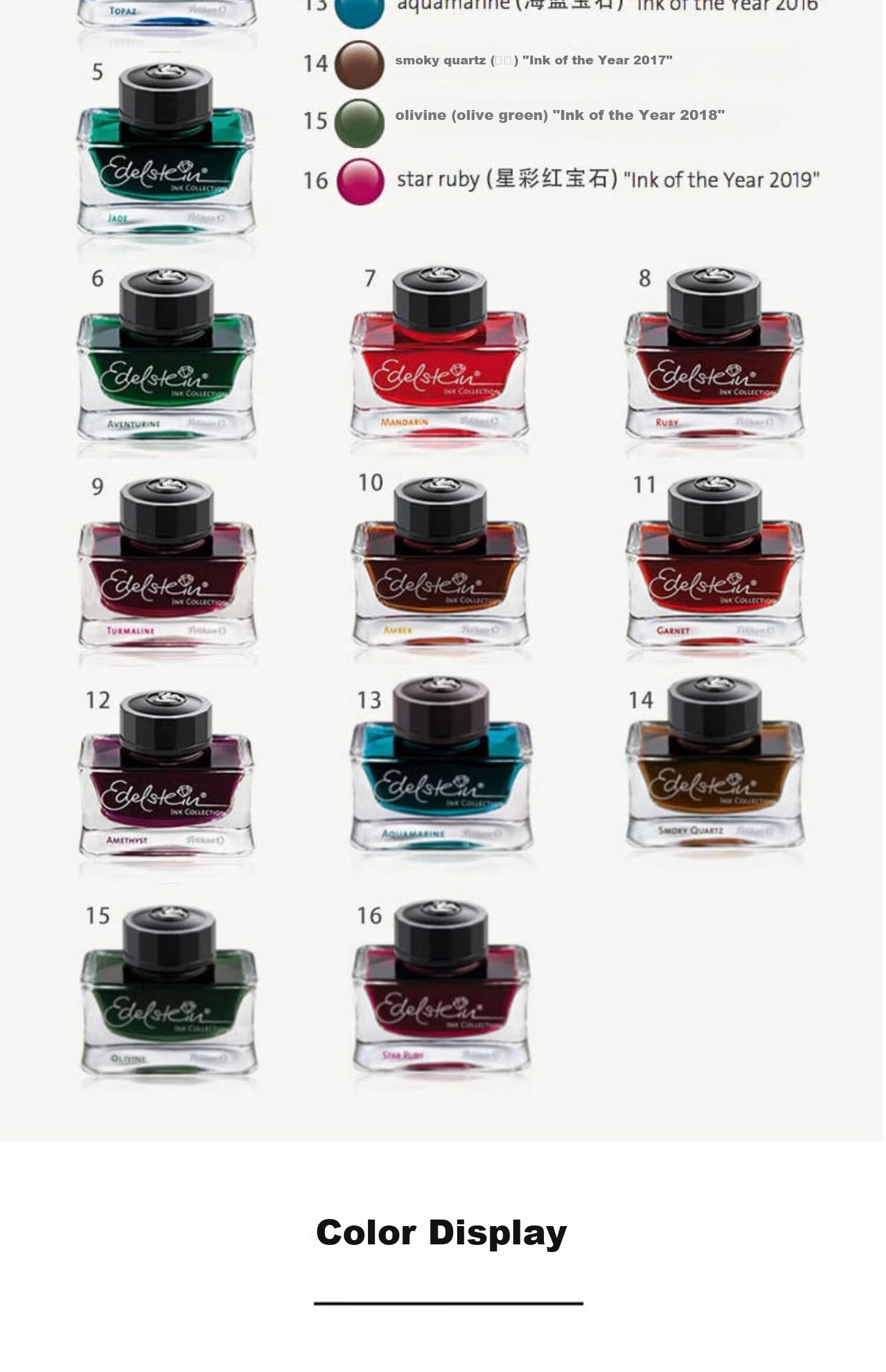 Pelikan Edelstein Ink 50ml Large Bottle Natural Mineral Non-Carbon Fountain Pen Ink Agate Black 17