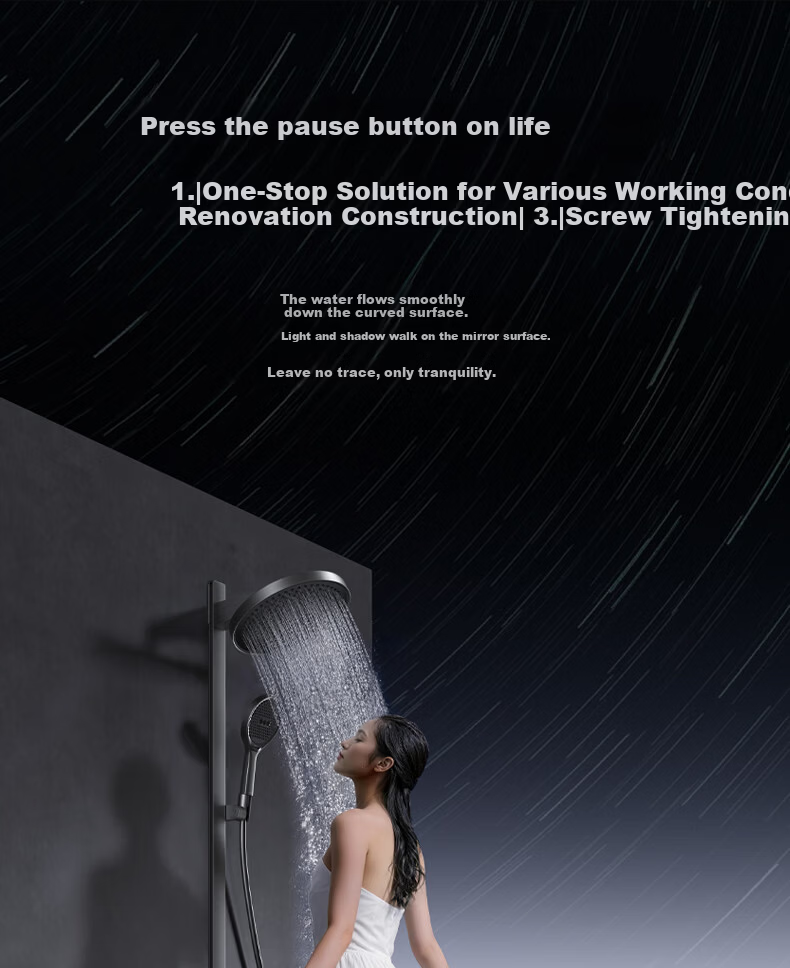 JOMOO Smart Thermostatic Digital Display Star Arc Rainfall Shower Head 26219-A74/HBS-1 9