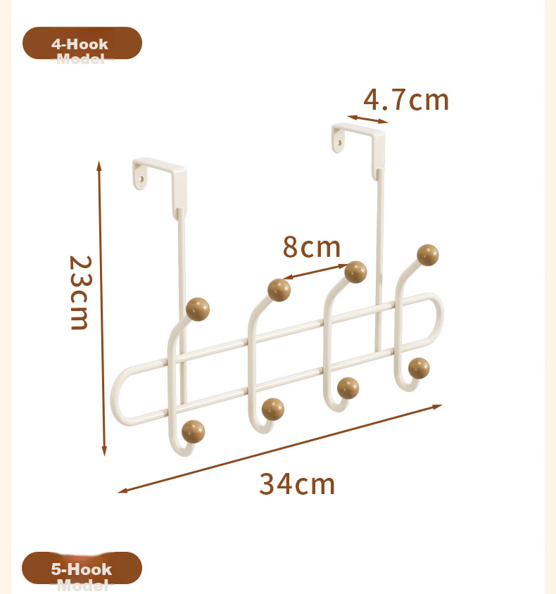 Baicaoyuan Double-Layer Over-the-Door Hook Rack No-Drill Bedroom Door Storage Hanger Bathroom Door Back Hook 10