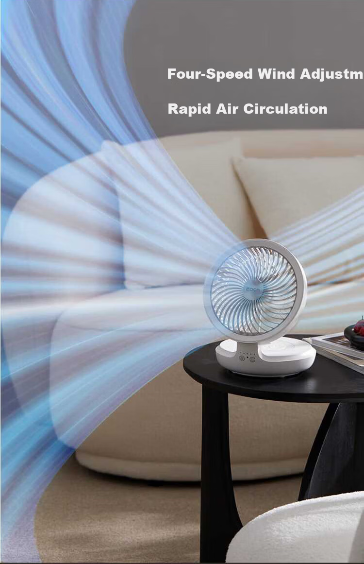 Edon Floating Wall-Mounted Air Circulation Fan Wireless Desktop Kitchen Small Fan Rechargeable Foldable Portable Office Electric Fan Bathroom Kitchen Wall-Mounted Fan E808KY 20