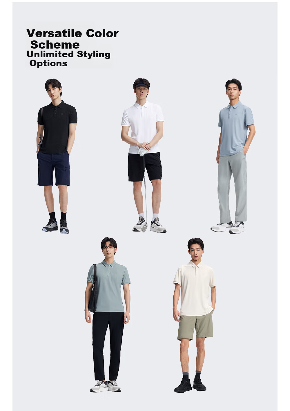 Toread Men's Summer Short Sleeve Polo Shirt Business Casual Antibacterial Quick-Dry Solid Color Shoulder Cooling Tee 8