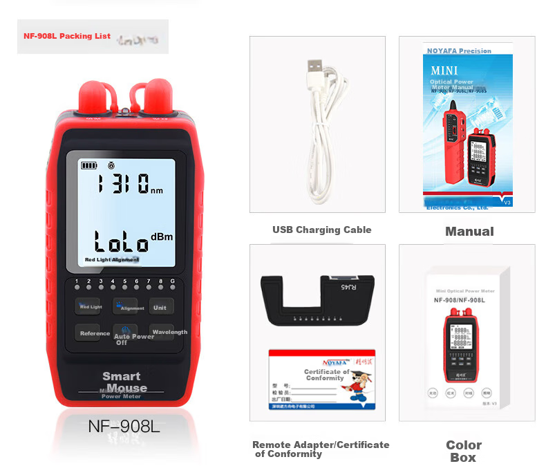Smart Mouse NF-908 Fiber Optic Power Meter with Red Light Integrated High-Precision Red Light Pen Network Cable Pairing and Wire Sequence Testing Function 16