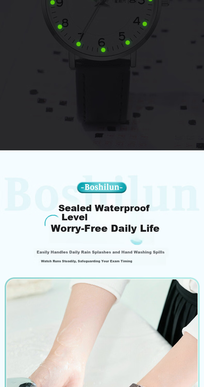 Bausch & Lomb Silent Quartz Sports Watch for High School Students, Unisex Kids Time-Only Exam Watch 8