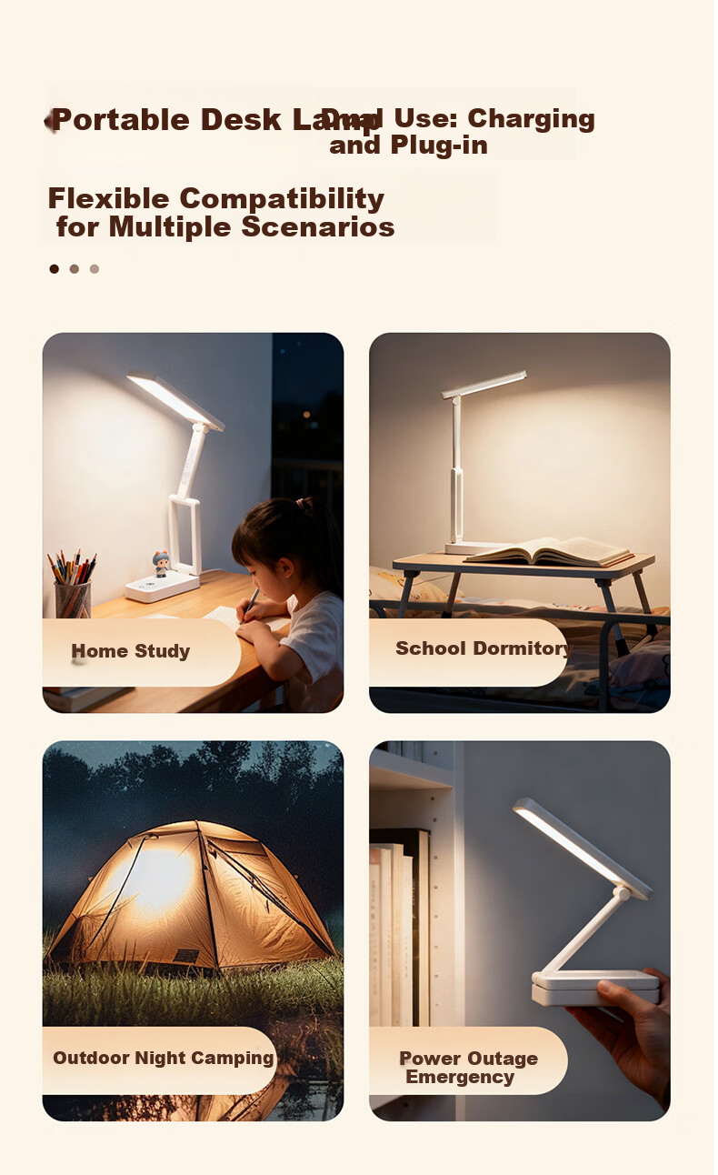 HP Ultra-Long Battery Life Rechargeable Desk Lamp Pure Light Study Lamp AA Grade Student Dormitory Reading Desk Lamp Angel Light 6