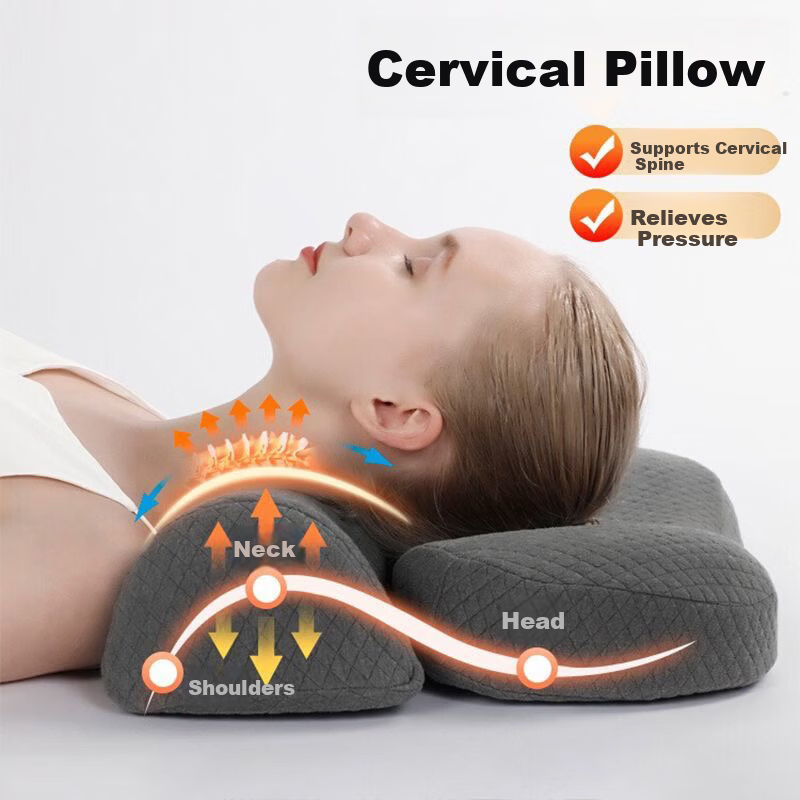 Aijiepu Cervical Pillow Neck Support Pillow Memory Foam Anti-Snore Deep Sleep Pillow for Adults Cervical Spondylosis Nap Pillow 1