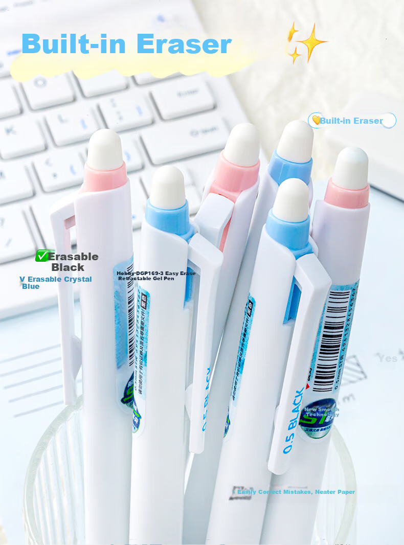 AIHAO Erasable Pen High-Value Thermal Erasable Retractable Pen 0.5mm Black 3-Pack for Primary School Exam Practice 3