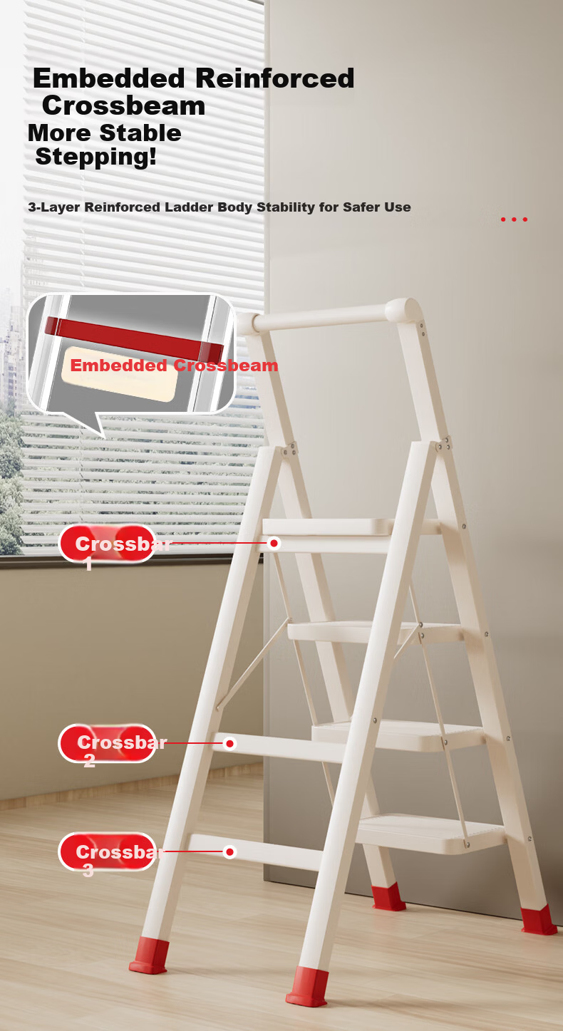 DU PONT Household Folding Multi-Functional A-Frame Ladder, Thickened 4-Step Small Step Stool for Moving and Climbing 7