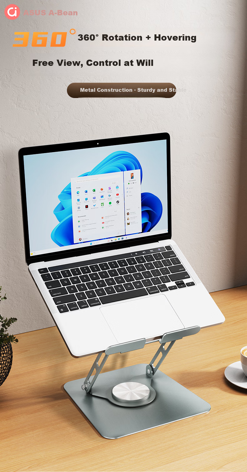 ASUS Laptop Stand 360° Rotatable Computer Stand Infinite Height Adjustable Foldable Dual-Axis Cooling Riser Compatible with ASUS VivoBook, Xiaomi, Lenovo AR2 Pro 1