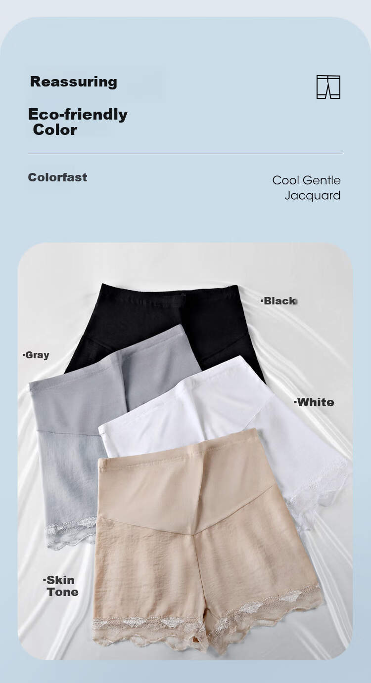 JOYNCLEON Maternity Ice Silk Shorts for Women Summer Anti-Exposure Safety Thin Leggings Skin Color L jyk17139 7