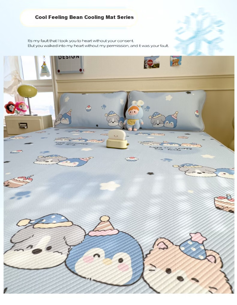 WITCEMEY Ice Silk Cooling Mat 1.5m x 2m Summer Washable Machine Washable A-Class Baby Bed Sheet Soft Cooling Mat Three-Piece Set 2