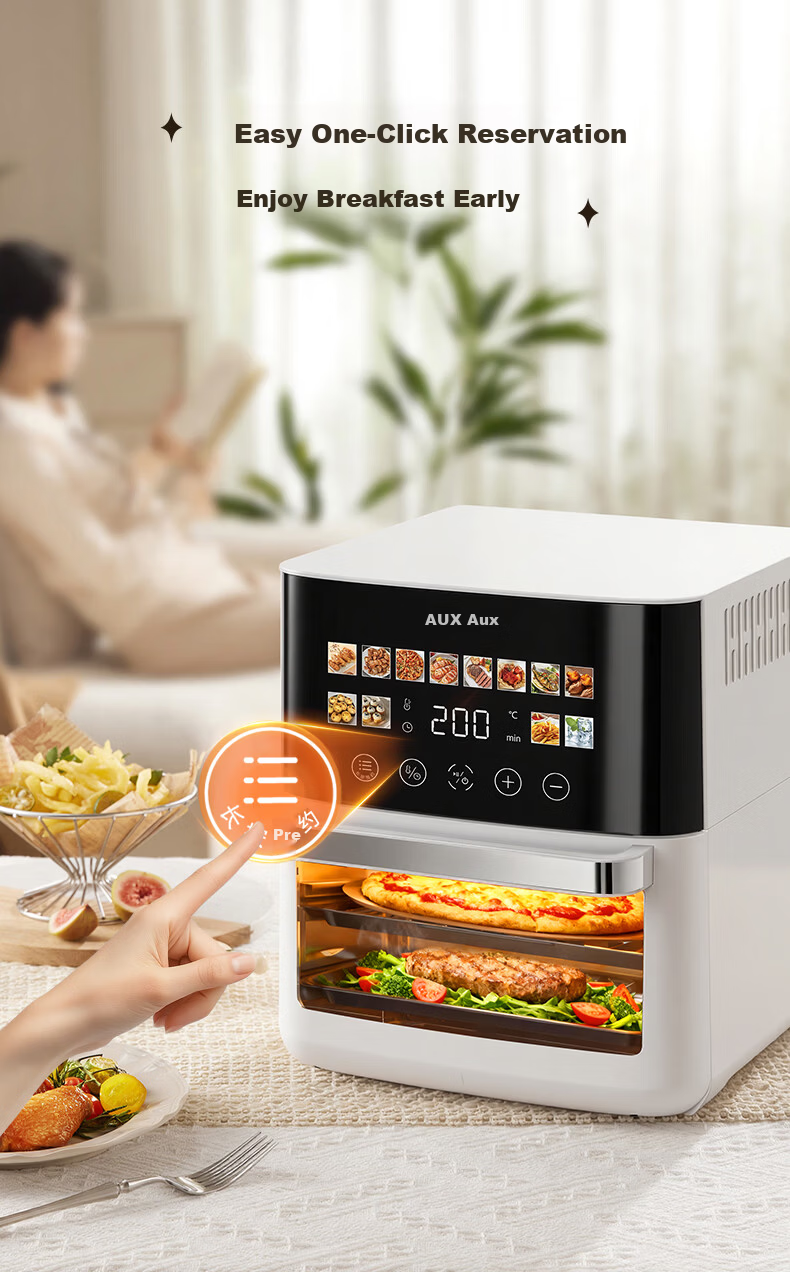 AUX 12L Air Fryer Oven Combo 2026 New Model Multifunctional Large Capacity Auto Flip Stainless Steel Interior 5