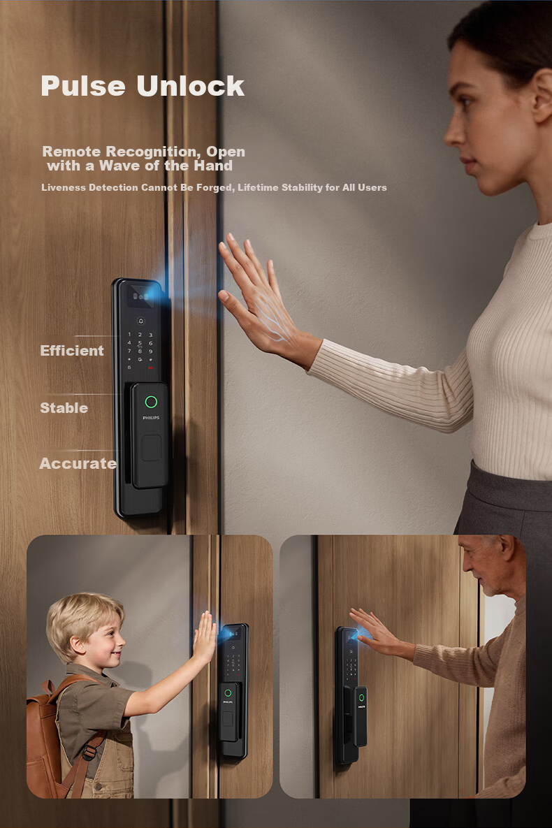 PHILIPS Fully Automatic Palm Vein 3D Facial Recognition Smart Door Lock Home Peephole Anti-theft Electronic Lock 301MFVP 3
