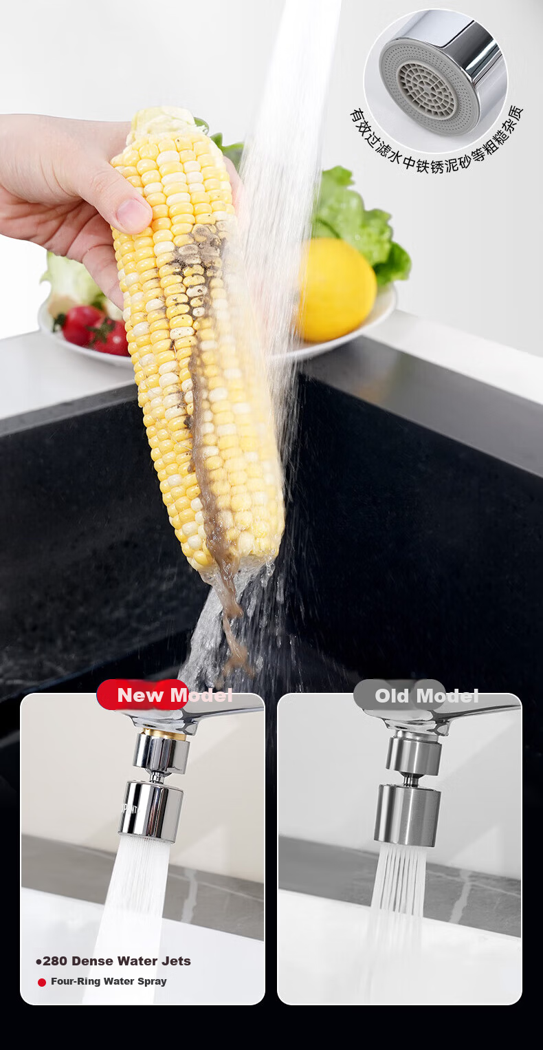DU PONT Upgraded Dense Foaming Faucet Extender 360° Rotatable Kitchen Faucet Splash-Proof Nozzle D-Q013S 5
