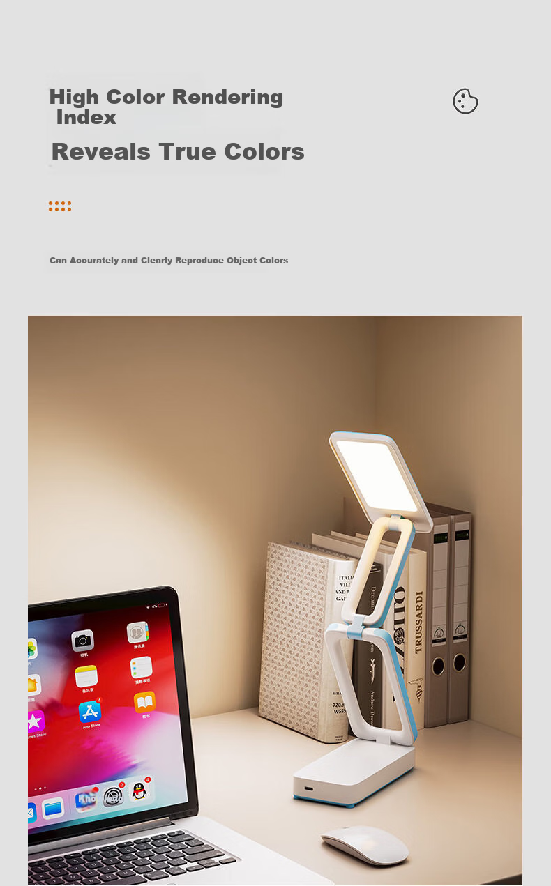 AOC Rechargeable Eye Protection Desk Lamp Student Study Lamp Foldable Portable Small Desk Lamp Dormitory Reading Bedside Lamp 8000mAh 3