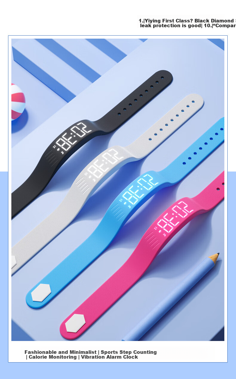 Koshi Alarm Clock Watch Student Outdoor Boys Multifunction Silent Vibration Smart Bracelet Children's Sports Electronic Watch for Men 2