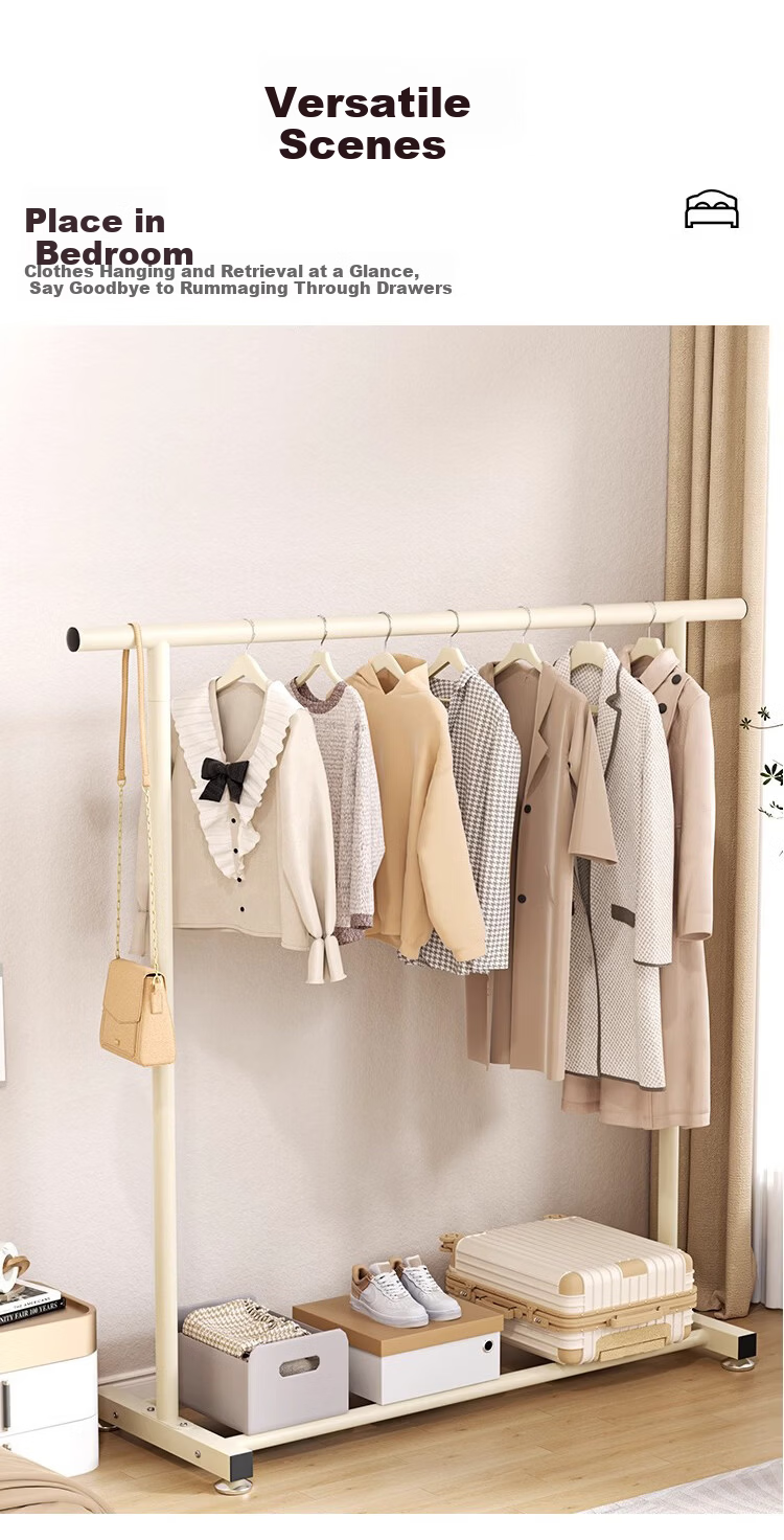 Yemai Floor Clothes Drying Rack Balcony Clothes Rod Bedroom Home Dormitory Hanger Pulley Type 1.5m Milk White 8