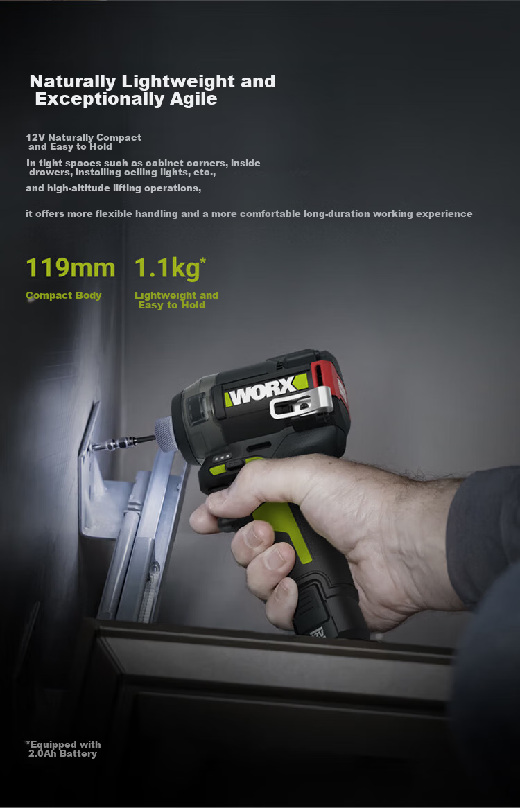 WORX 12V Hydraulic Screwdriver WU138 (2.5AH Dual Battery) Brushless Impact Driver Cordless Electric Screwdriver Drill 6