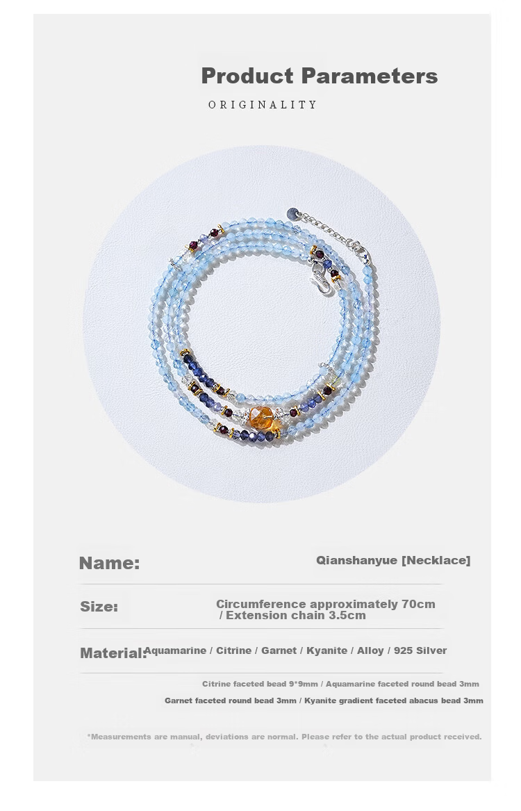 AMY’S GARDEN Natural Aquamarine Necklace Women Yellow Citrine Bracelet Jewelry Price Guarantee 618 Birthday Gift for Girlfriend 10
