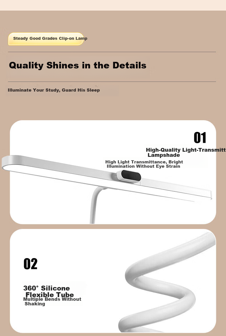 Datouren Grade A Rechargeable Desk Lamp Long Battery Life Clip Light Bedroom College Dormitory Study Eye Protection Lamp 6000mAh 28
