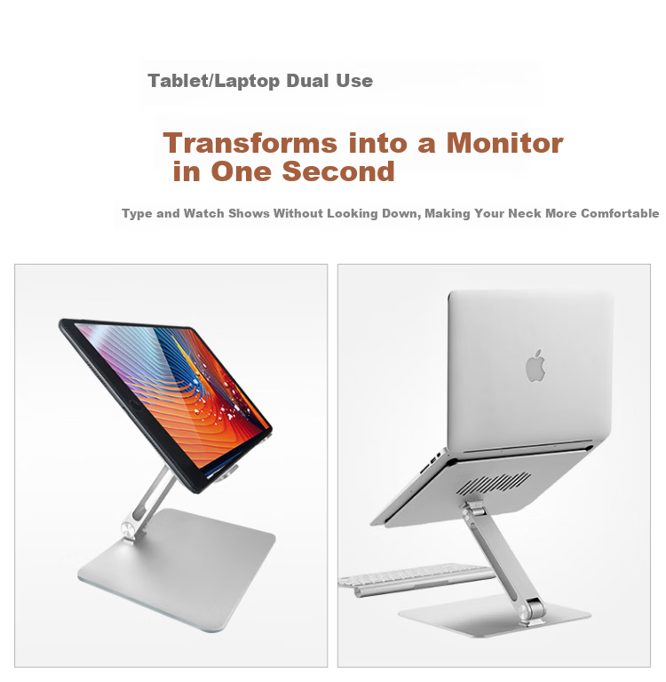 ECOLA Laptop Stand, Computer Desk, 360° Rotating Monitor Riser, Aluminum Alloy Heat Sink, Foldable Height Adjustable, for Huawei, Lenovo Legion, MacBook, Qingyun AT28PSV 3