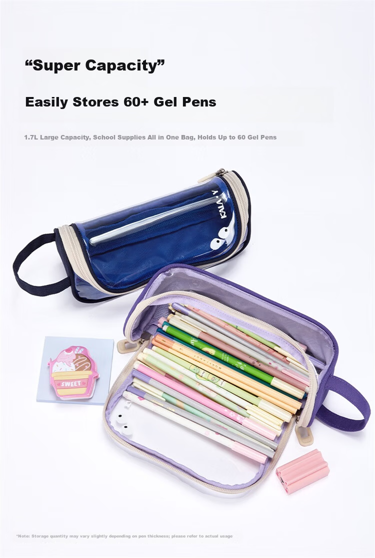 KALA·Y Elementary School Pencil Case Large Capacity Cute Transparent Pencil Box for Boys and Girls Simple Gift Box 2