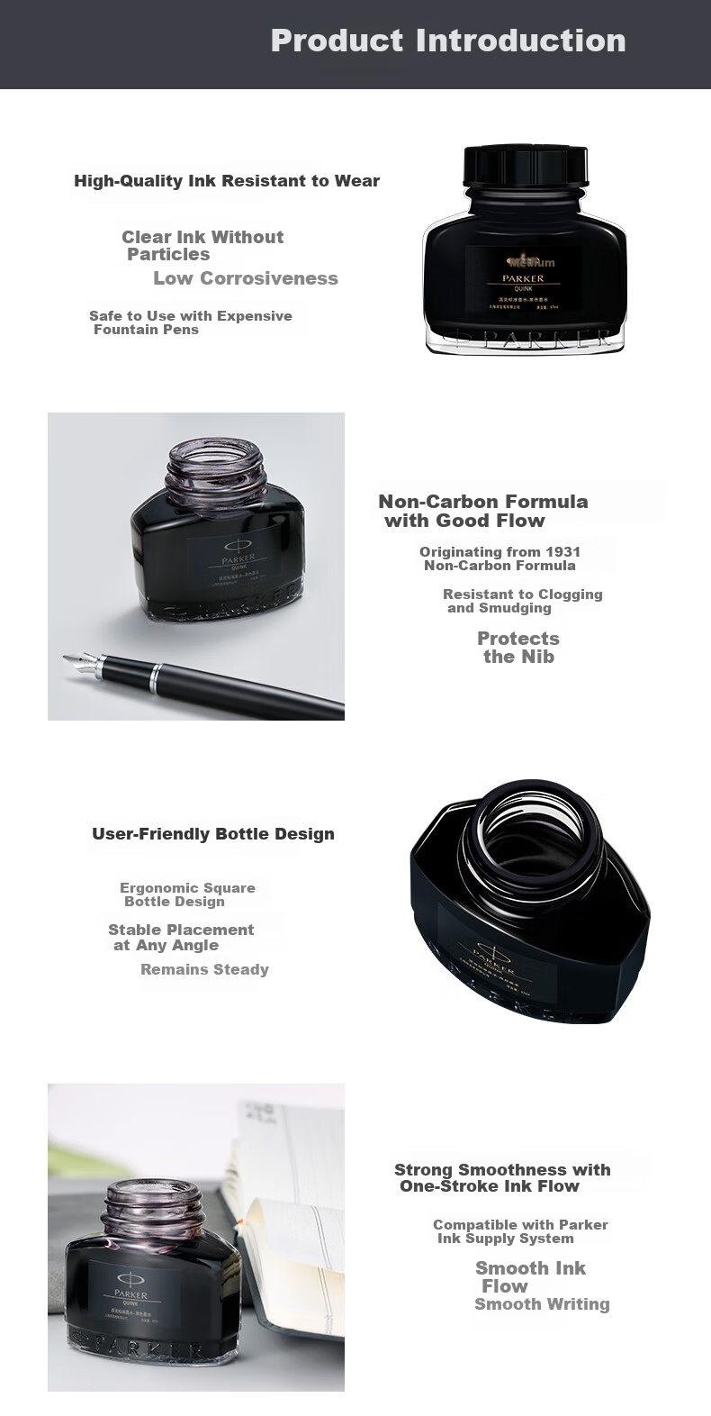 PARKER Accessories Series Fountain Pen Ink Black 57ml 3