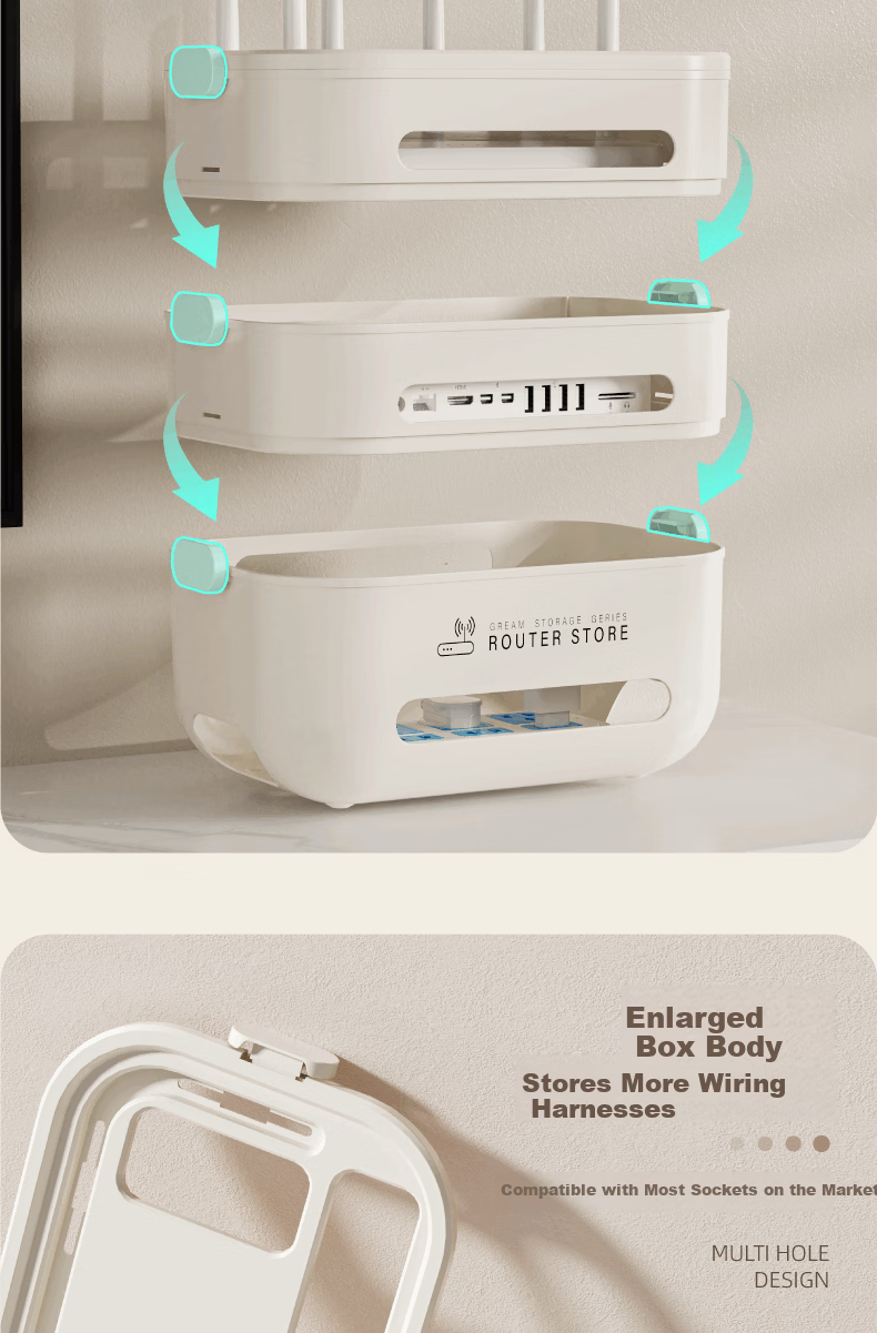 OLA XIANG WiFi Router Storage Box Stand TV Set-Top Box Hidden Organizer Socket Broadband Cable Management Tool 8